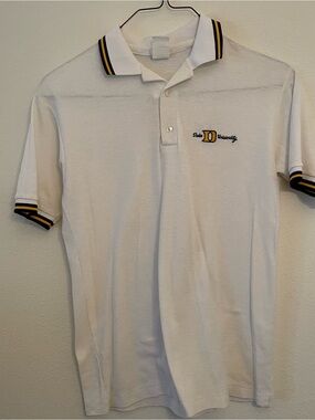 Vintage 90’s Women’s Duke‎ University Polo Shirt Size L White Short Sleeve